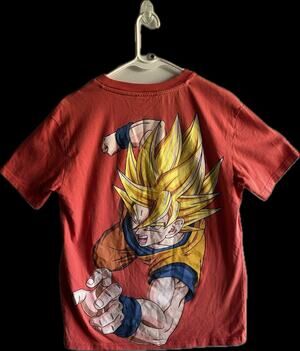 Dragon Ball Z Goku Super Saiyan Red Graphic T Shirt Back Print Anime Small S Y2K